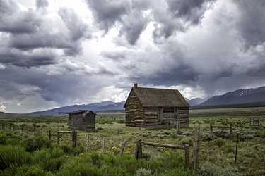 Old Wooden Cabin with Outhouse 